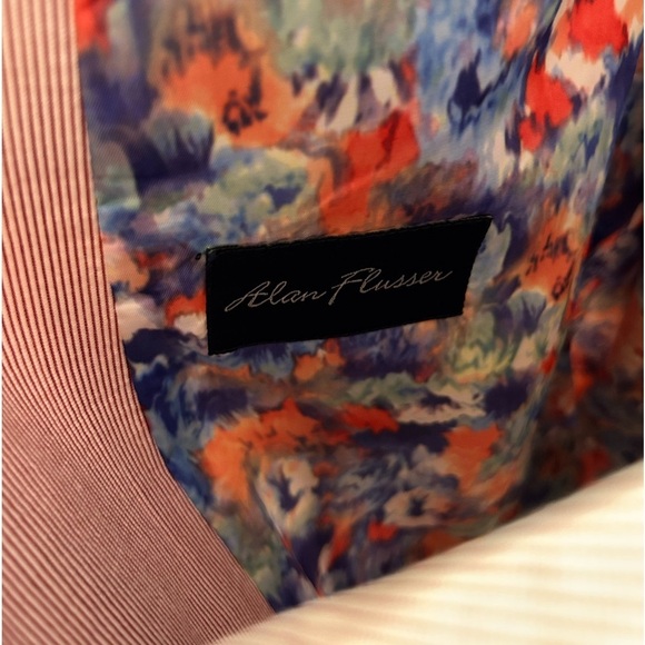 Alan Flusser 44L Striped Seersucker Blazer Floral Pocket Square Single-Breasted - Picture 4 of 4